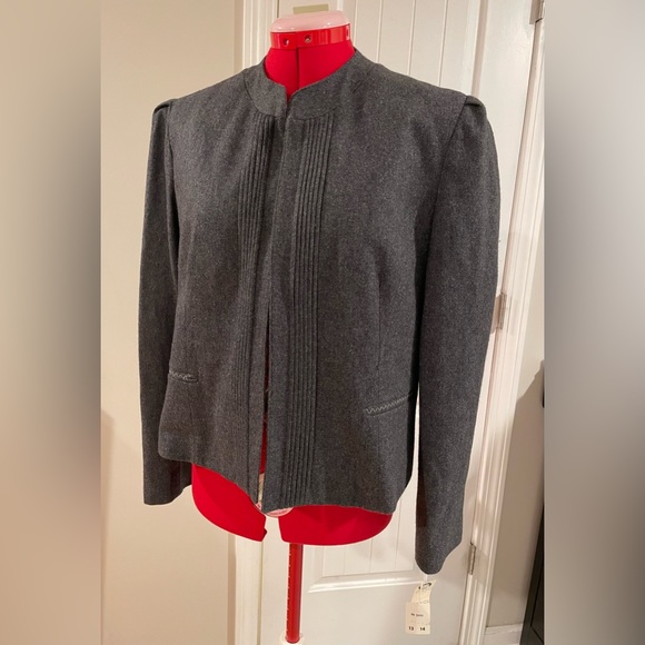 NWT 1980s D&L Gray Wool Blazer Jacket Structured Pleated Front Power Suit Style - Picture 3 of 14